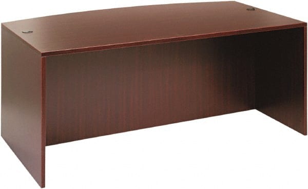 ALERA - Woodgrain Laminate Bow Front Desk - 71" Wide x 41-3/8" Deep x 29-5/8" High, Mahogany - Exact Tooling
