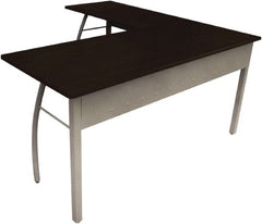 Linea Italia - Woodgrain Laminate L-Shaped Desk - 59-1/8" Wide x 59-1/8" Deep x 29-1/2" High, Mocha & Gray - Exact Tooling