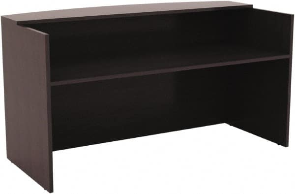 ALERA - Woodgrain Laminate Reception Desk - 71" Wide x 35-1/2" Deep x 42-1/2" High, Espresso - Exact Tooling