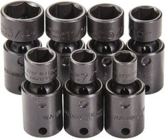 Proto - 7 Piece 3/8" Drive Black Finish Impact Socket Set - 6 Points, 3/8" to 3/4" Range, Inch Measurement Standard - Exact Tooling