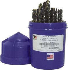 Triumph Twist Drill - 1/16 to 1/2", 135° Point, Bronze/Black Oxide Finish, High Speed Steel Jobber Length Drill Bit Set - Exact Tooling