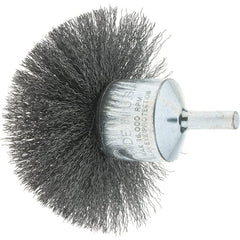 Tru-Maxx - 3" Brush Diam, Crimped, Flared End Brush - 1/4" Diam Steel Shank, 16,000 Max RPM - Exact Tooling