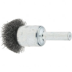 Tru-Maxx - 1" Brush Diam, Crimped, Flared End Brush - 1/4" Diam Steel Shank, 25,000 Max RPM - Exact Tooling