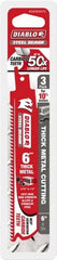 Freud - 6" Long x 1" Thick, Carbide Reciprocating Saw Blade - Straight Profile, 8 TPI, Toothed Edge, Tang Shank - Exact Tooling