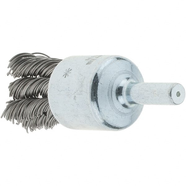 Tru-Maxx - 3/4" Brush Diam, Knotted, End Brush - 1/4" Diam Steel Shank, 22,000 Max RPM - Exact Tooling
