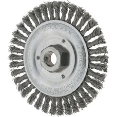 Tru-Maxx - 5" OD, 5/8-11 Arbor Hole, Stringer Bead Steel Wheel Brush - 3/16" Face Width, 7/8" Trim Length, 0.02" Filament Diam, 12,500 RPM - Exact Tooling