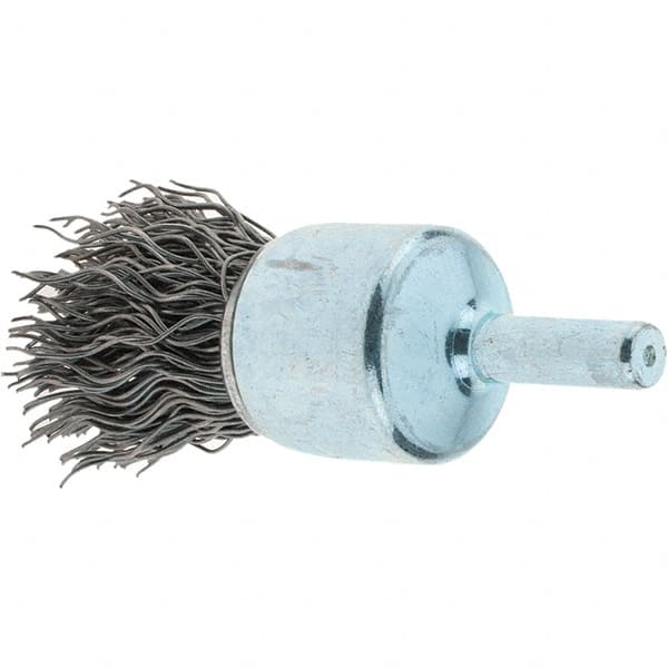 Tru-Maxx - 3/4" Brush Diam, Crimped, Flared End Brush - 1/4" Diam Steel Shank, 22,000 Max RPM - Exact Tooling