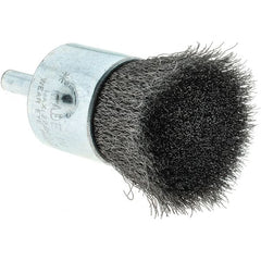 Tru-Maxx - 1" Brush Diam, Crimped, Flared End Brush - 1/4" Diam Steel Shank, 22,000 Max RPM - Exact Tooling