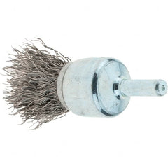 Tru-Maxx - 3/4" Brush Diam, Crimped, Flared End Brush - 1/4" Diam Steel Shank, 22,000 Max RPM - Exact Tooling