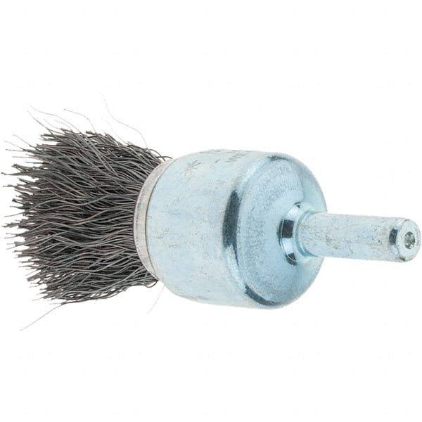 Tru-Maxx - 3/4" Brush Diam, Crimped, Flared End Brush - 1/4" Diam Steel Shank, 22,000 Max RPM - Exact Tooling