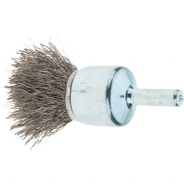 Tru-Maxx - 3/4" Brush Diam, Crimped, Flared End Brush - 1/4" Diam Steel Shank, 22,000 Max RPM - Exact Tooling