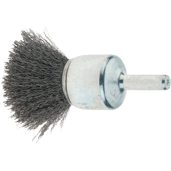 Tru-Maxx - 3/4" Brush Diam, Crimped, Flared End Brush - 1/4" Diam Steel Shank, 22,000 Max RPM - Exact Tooling