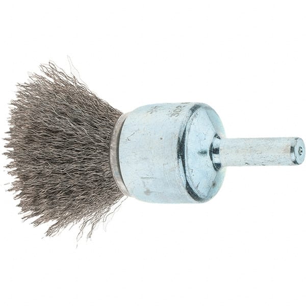 Tru-Maxx - 3/4" Brush Diam, Crimped, Flared End Brush - 1/4" Diam Steel Shank, 22,000 Max RPM - Exact Tooling