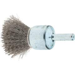 Tru-Maxx - 3/4" Brush Diam, Crimped, Flared End Brush - 1/4" Diam Steel Shank, 22,000 Max RPM - Exact Tooling