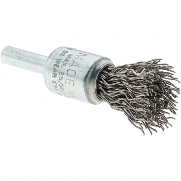 Tru-Maxx - 1/2" Brush Diam, Crimped, Flared End Brush - 1/4" Diam Steel Shank, 25,000 Max RPM - Exact Tooling