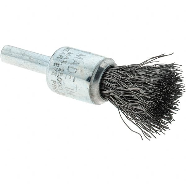 Tru-Maxx - 1/2" Brush Diam, Crimped, Flared End Brush - 1/4" Diam Steel Shank, 25,000 Max RPM - Exact Tooling
