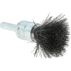 Tru-Maxx - 1/2" Brush Diam, Crimped, Flared End Brush - 1/4" Diam Steel Shank, 25,000 Max RPM - Exact Tooling