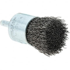Tru-Maxx - 1" Brush Diam, Crimped, Flared End Brush - 1/4" Diam Steel Shank, 22,000 Max RPM - Exact Tooling