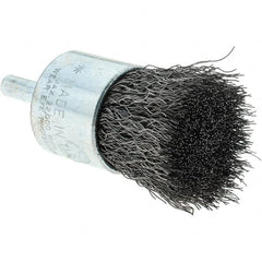 Tru-Maxx - 1" Brush Diam, Crimped, Flared End Brush - 1/4" Diam Steel Shank, 22,000 Max RPM - Exact Tooling