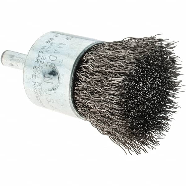 Tru-Maxx - 1" Brush Diam, Crimped, Flared End Brush - 1/4" Diam Steel Shank, 22,000 Max RPM - Exact Tooling