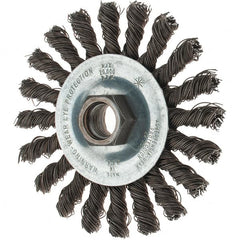 Tru-Maxx - 4" OD, 5/8-11 Arbor Hole, Knotted Steel Wheel Brush - 1/4" Face Width, 7/8" Trim Length, 0.02" Filament Diam, 20,000 RPM - Exact Tooling