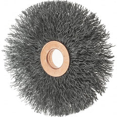 Tru-Maxx - 3" OD, 1/2" Arbor Hole, Crimped Steel Wheel Brush - 5/8" Face Width, 1" Trim Length, 0.0118" Filament Diam, 20,000 RPM - Exact Tooling
