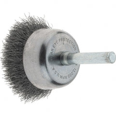 Tru-Maxx - 1-3/4" Diam, 1/4" Shank Diam, Steel Fill Cup Brush - 0.0118 Wire Diam, 3/4" Trim Length, 13,000 Max RPM - Exact Tooling