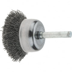 Tru-Maxx - 1-3/4" Diam, 1/4" Shank Diam, Steel Fill Cup Brush - 0.006 Wire Diam, 3/4" Trim Length, 13,000 Max RPM - Exact Tooling