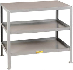 Little Giant - 32 Wide x 18" Deep x 32-1/2" High, 12 Gauge Steel Heavy-Duty Machine Table - Fixed Legs, Gray - Exact Tooling