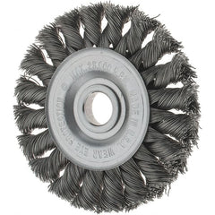 Tru-Maxx - 3" OD, 1/2" Arbor Hole, Knotted Steel Wheel Brush - 3/8" Face Width, 3/8" Trim Length, 0.0118" Filament Diam, 25,000 RPM - Exact Tooling