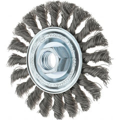 Tru-Maxx - 4" OD, 5/8-11 Arbor Hole, Knotted Steel Wheel Brush - 1/2" Face Width, 7/8" Trim Length, 0.014" Filament Diam, 20,000 RPM - Exact Tooling