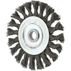 Tru-Maxx - 4" OD, 1/2" Arbor Hole, Knotted Steel Wheel Brush - 5/8" Face Width, 7/8" Trim Length, 0.014" Filament Diam, 20,000 RPM - Exact Tooling