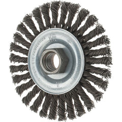 Tru-Maxx - 4" OD, 5/8-11 Arbor Hole, Stringer Bead Steel Wheel Brush - 1/4" Face Width, 7/8" Trim Length, 0.02" Filament Diam, 20,000 RPM - Exact Tooling