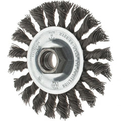Tru-Maxx - 4" OD, 5/8-11 Arbor Hole, Knotted Steel Wheel Brush - 1/2" Face Width, 7/8" Trim Length, 0.02" Filament Diam, 20,000 RPM - Exact Tooling