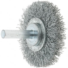 Tru-Maxx - 2" OD, 1/4" Shank Diam, Crimped Steel Wheel Brush - 3/8" Face Width, 7/16" Trim Length, 0.014" Filament Diam, 20,000 RPM - Exact Tooling