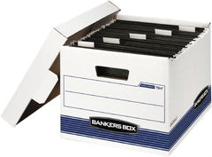 BANKERS BOX - 1 Compartment, 12-5/8" Wide x 10" High x 15-5/8" Deep, Storage Box - Corrugated Cardboard, White/Blue - Exact Tooling