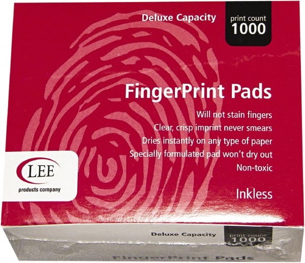 LEE - 3-3/4" Wide x 2" High x 2" Deep, Inked Fingerprint Pad - Plastic, Black - Exact Tooling