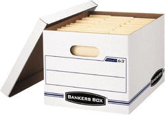 BANKERS BOX - 1 Compartment, 12-3/4" Wide x 10-1/2" High x 13-1/4" Deep, Storage Box - Corrugated Cardboard, White/Blue - Exact Tooling