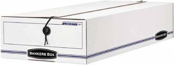 BANKERS BOX - 1 Compartment, 9-1/4" Wide x 4-1/4" High x 23-3/4" Deep, Storage Box - Corrugated Cardboard, White/Blue - Exact Tooling