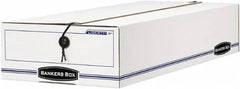 BANKERS BOX - 1 Compartment, 9-1/4" Wide x 4-1/4" High x 23-3/4" Deep, Storage Box - Corrugated Cardboard, White/Blue - Exact Tooling
