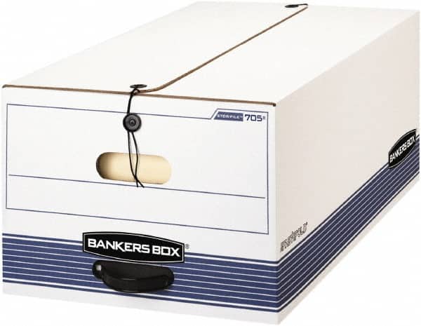 BANKERS BOX - 1 Compartment, 15-1/4" Wide x 10-3/4" High x 19-3/4" Deep, Storage Box - Corrugated Cardboard, White/Blue - Exact Tooling