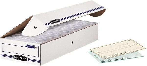 BANKERS BOX - 1 Compartment, 9-1/4" Wide x 4-1/8" High x 25" Deep, Storage Box - Corrugated Cardboard, White/Blue - Exact Tooling