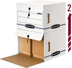 BANKERS BOX - 1 Compartment, 37-1/2" Wide x 37-3/4" High x 5-1/4" Deep, Storage Box - Corrugated Cardboard, White/Blue - Exact Tooling