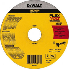 DeWALT - 4-1/2" Ceramic Cutoff Wheel - 0.045" Thick, 7/8" Arbor, 13,300 Max RPM, Use with Portable Tools - Exact Tooling