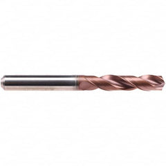Emuge - 11/32" 140° Spiral Flute Solid Carbide Screw Machine Drill Bit - AlCrN Finish, Right Hand Cut, 47mm Flute Length, 89mm OAL, Four Facet Point, Straight Shank, Through Coolant - Exact Tooling