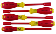 Insulated Nut Driver Inch Set Includes: 7/32" - 1/2". 5 Pieces - Exact Tooling