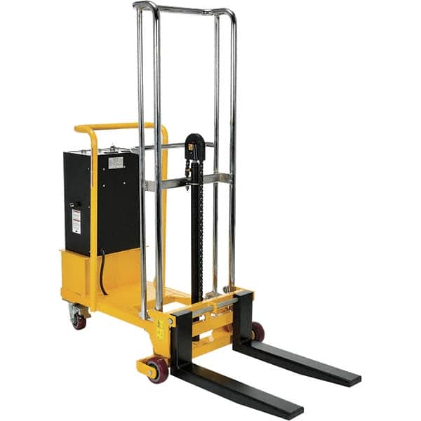 Vestil - 550 Lb Capacity, 57" Lift Height, Battery Operated Lift - 2" Lowered Height, 25-1/2" Fork Length, 31" Overall Width - Exact Tooling