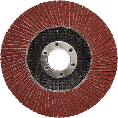 3M - 60 Grit, 7" Disc Diam, 7/8" Center Hole, Type 27 Ceramic Flap Disc - 8,500 Max RPM, Polyester Backing, Arbor Attaching System, Coated - Exact Tooling
