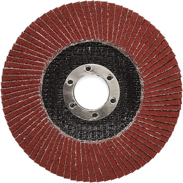 3M - 60 Grit, 4-1/2" Disc Diam, 5/8-11 Center Hole, Type 27 Ceramic Flap Disc - 13,300 Max RPM, Polyester Backing, Arbor Attaching System, Coated - Exact Tooling