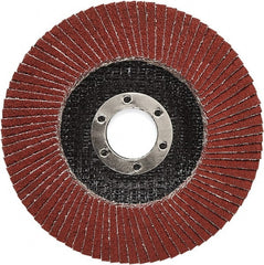 3M - 60 Grit, 4-1/2" Disc Diam, 5/8-11 Center Hole, Type 27 Ceramic Flap Disc - 13,300 Max RPM, Polyester Backing, Arbor Attaching System, Coated - Exact Tooling